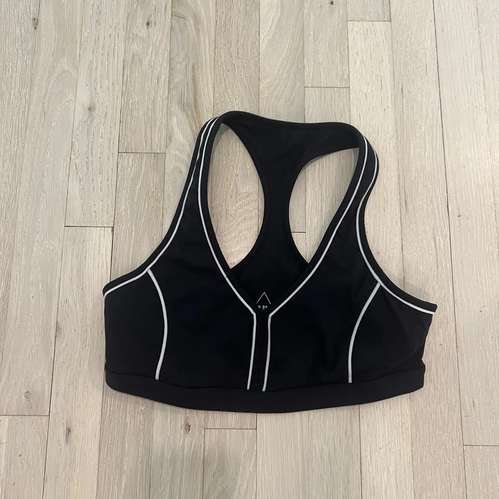 Erin Oprea Basics Motion Play Piped Sports Bra Black White Women’s Size M - Picture 2 of 11
